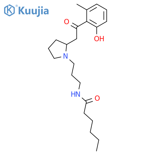 N-(3-{2-[2-(2-hydroxy-6-methylphenyl)-2-oxoethyl]pyrrolidin-1-yl}propyl)hexanamide structure