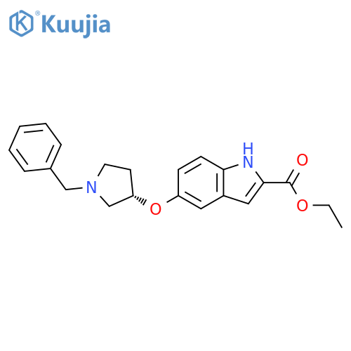1H-Indole-2-carboxylic acid,5-[[(3S)-1-(phenylmethyl)-3-pyrrolidinyl]oxy]-, ethyl ester structure