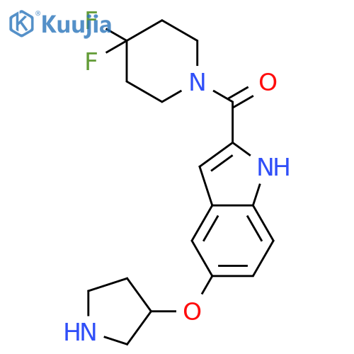 Piperidine,4,4-difluoro-1-[[5-[(3S)-3-pyrrolidinyloxy]-1H-indol-2-yl]carbonyl]- structure