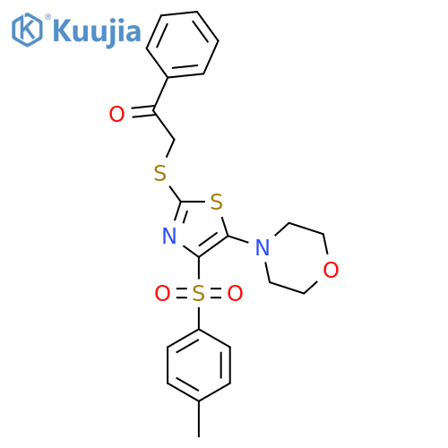 2-{4-(4-methylbenzenesulfonyl)-5-(morpholin-4-yl)-1,3-thiazol-2-ylsulfanyl}-1-phenylethan-1-one structure