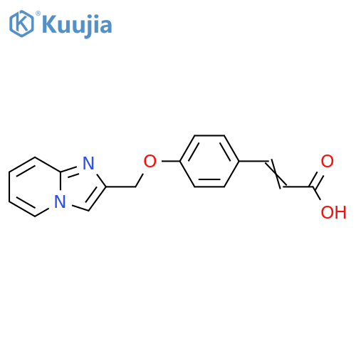 (2E)-3-4-({imidazo1,2-apyridin-2-yl}methoxy)phenylprop-2-enoic acid structure