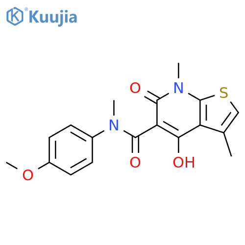Thieno[2,3-b]pyridine-5-carboxamide,6,7-dihydro-4-hydroxy-N-(4-methoxyphenyl)-N,3,7-trimethyl-6-oxo- structure