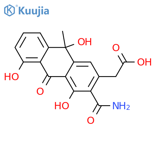 3-(Aminocarbonyl)-9,10-dihydro-4,5,9-trihydroxy-9-methyl-10-oxo-2-anthraceneacetic acid structure