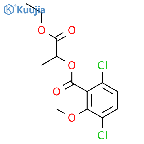 1-ethoxy-1-oxopropan-2-yl 3,6-dichloro-2-methoxybenzoate structure