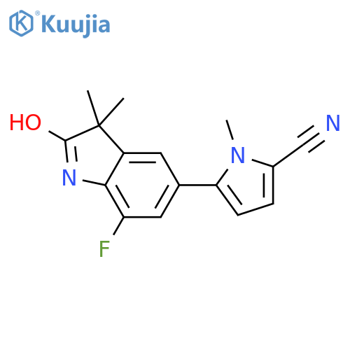 1H-Pyrrole-2-carbonitrile,5-(7-fluoro-2,3-dihydro-3,3-dimethyl-2-oxo-1H-indol-5-yl)-1-methyl- structure