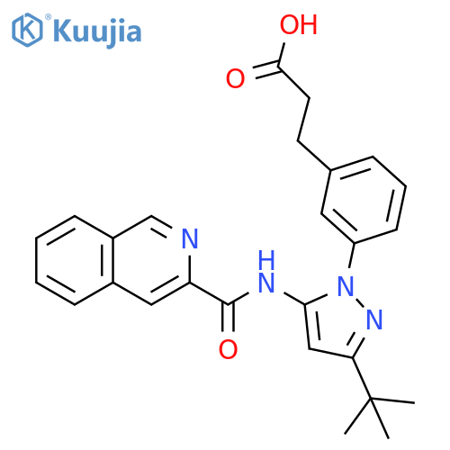 Benzenepropanoic  acid,  3-[3-(1,1-dimethylethyl)-5-[(3-isoquinolinylcarbonyl)amino]-1H-pyrazol-1-yl]- structure