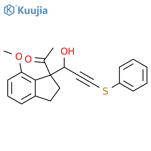 Ethanone,1-[(1R)-2,3-dihydro-1-[(1R)-1-hydroxy-3-(phenylthio)-2-propynyl]-7-methoxy-1H-inden-1-yl]- structure