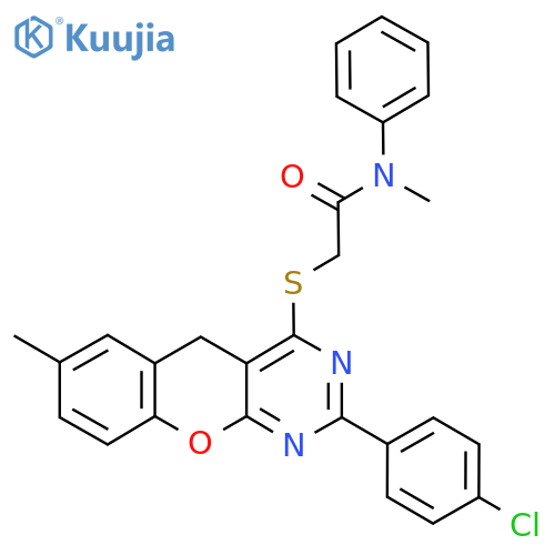 2-{2-(4-chlorophenyl)-7-methyl-5H-chromeno2,3-dpyrimidin-4-ylsulfanyl}-N-methyl-N-phenylacetamide structure