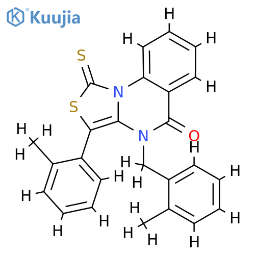3-(2-methylphenyl)-4-(2-methylphenyl)methyl-1-sulfanylidene-1H,4H,5H-1,3thiazolo3,4-aquinazolin-5-one structure