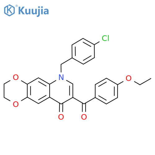 6-(4-chlorophenyl)methyl-8-(4-ethoxybenzoyl)-2H,3H,6H,9H-1,4dioxino2,3-gquinolin-9-one structure
