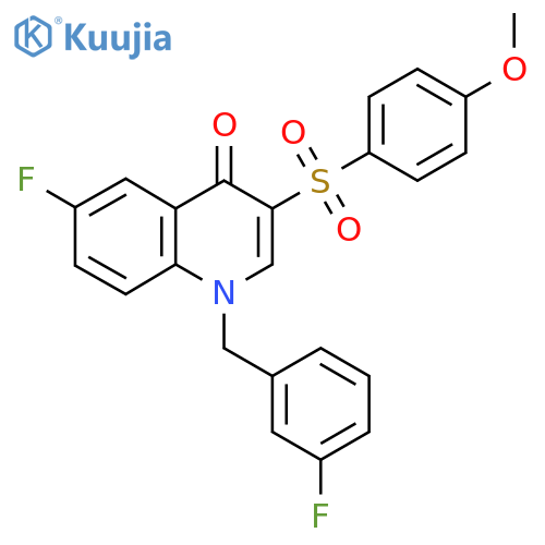 6-fluoro-1-(3-fluorophenyl)methyl-3-(4-methoxybenzenesulfonyl)-1,4-dihydroquinolin-4-one structure