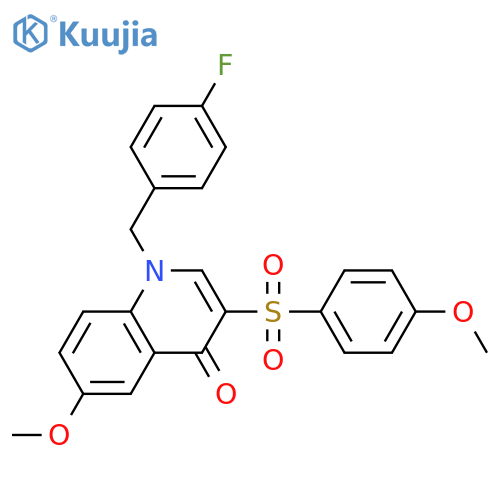 1-(4-fluorophenyl)methyl-6-methoxy-3-(4-methoxybenzenesulfonyl)-1,4-dihydroquinolin-4-one structure