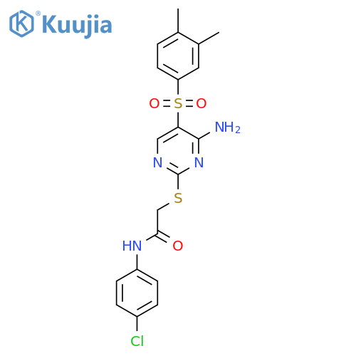 2-{4-amino-5-(3,4-dimethylbenzenesulfonyl)pyrimidin-2-ylsulfanyl}-N-(4-chlorophenyl)acetamide structure