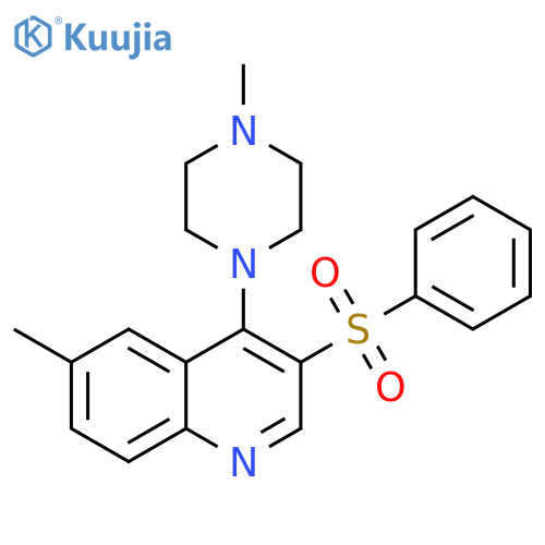 3-(benzenesulfonyl)-6-methyl-4-(4-methylpiperazin-1-yl)quinoline structure