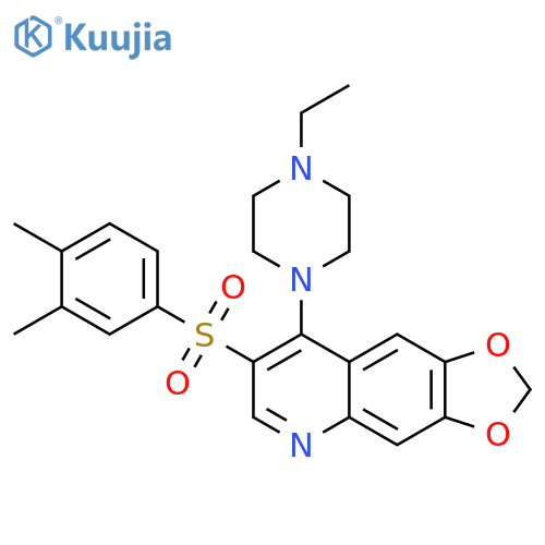 1-7-(3,4-dimethylbenzenesulfonyl)-2H-1,3dioxolo4,5-gquinolin-8-yl-4-ethylpiperazine structure