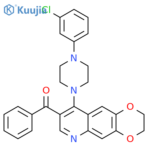 1-{8-benzoyl-2H,3H-1,4dioxino2,3-gquinolin-9-yl}-4-(3-chlorophenyl)piperazine structure
