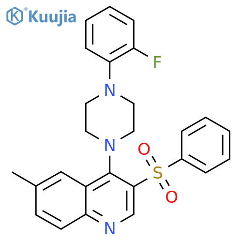 3-(benzenesulfonyl)-4-4-(2-fluorophenyl)piperazin-1-yl-6-methylquinoline structure