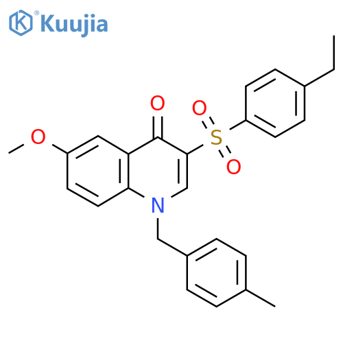 3-(4-ethylbenzenesulfonyl)-6-methoxy-1-(4-methylphenyl)methyl-1,4-dihydroquinolin-4-one structure