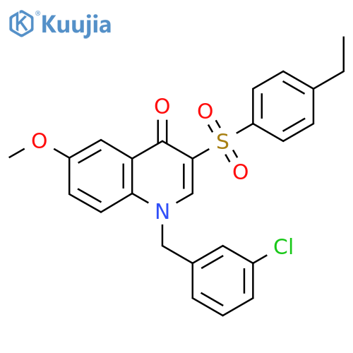 1-(3-chlorophenyl)methyl-3-(4-ethylbenzenesulfonyl)-6-methoxy-1,4-dihydroquinolin-4-one structure