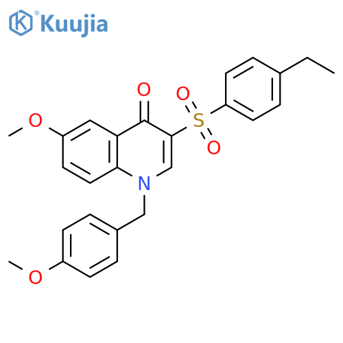 3-(4-ethylbenzenesulfonyl)-6-methoxy-1-(4-methoxyphenyl)methyl-1,4-dihydroquinolin-4-one structure