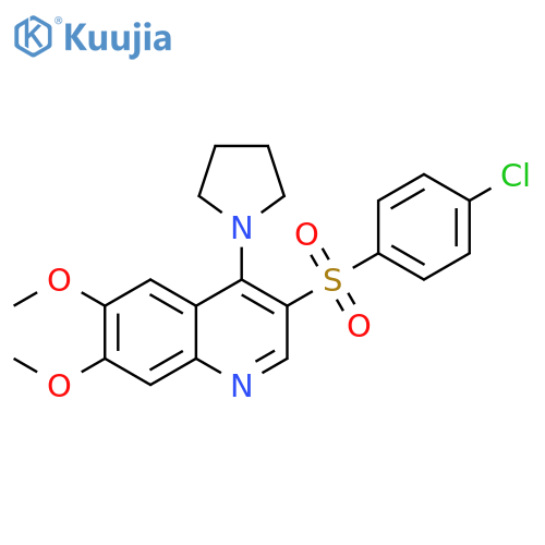 3-(4-chlorobenzenesulfonyl)-6,7-dimethoxy-4-(pyrrolidin-1-yl)quinoline structure