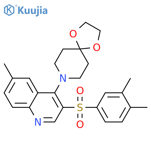 8-3-(3,4-dimethylbenzenesulfonyl)-6-methylquinolin-4-yl-1,4-dioxa-8-azaspiro4.5decane structure