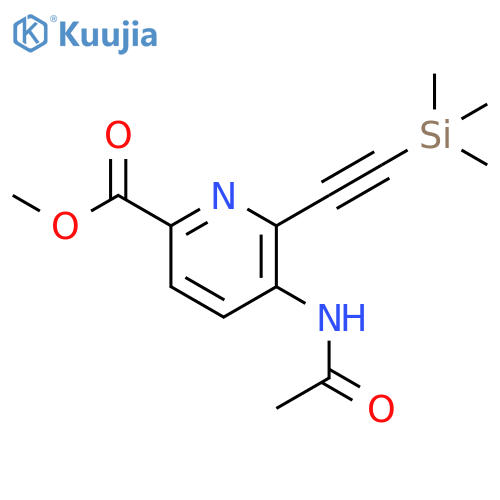 2-Pyridinecarboxylic acid, 5-(acetylamino)-6-[2-(trimethylsilyl)ethynyl]-, methyl ester structure