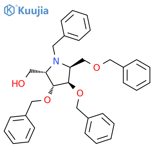 (2S,3R,4R,5S)-N-benzyl-2-hydroxymethyl-3,4-dibenzyloxy-5-[(benzyloxy)methyl]-pyrrolidine structure