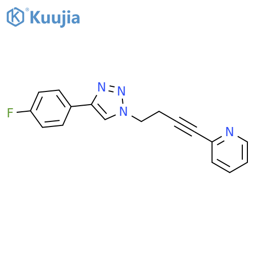 Pyridine, 2-[4-[4-(4-fluorophenyl)-1H-1,2,3-triazol-1-yl]-1-butynyl]- structure