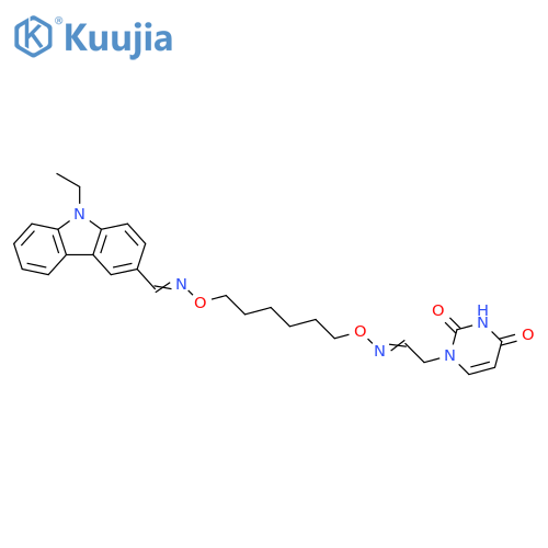 9H-Carbazole-3-carboxaldehyde, 9-ethyl-,O-[6-[[[2-(3,4-dihydro-2,4-dioxo-1(2H)-pyrimidinyl)ethylidene]amino]oxy]hexyl]oxime structure