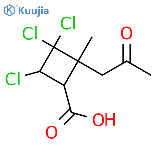 Cyclobutanecarboxylic acid, 3,3,4-trichloro-2-methyl-2-(2-oxopropyl)- structure