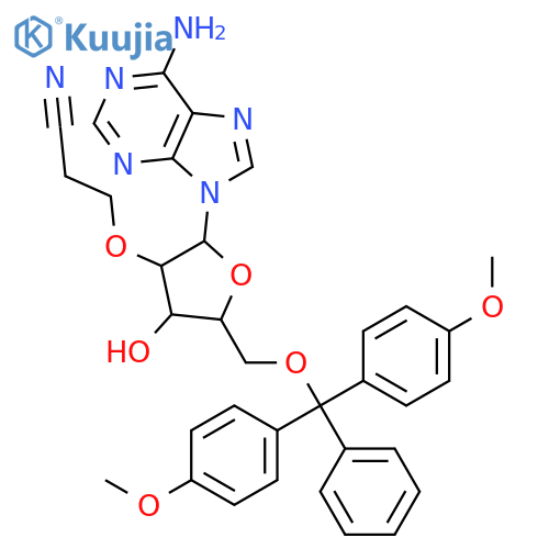 Adenosine,5'-O-[bis(4-methoxyphenyl)phenylmethyl]-2'-O-(2-cyanoethyl)- structure