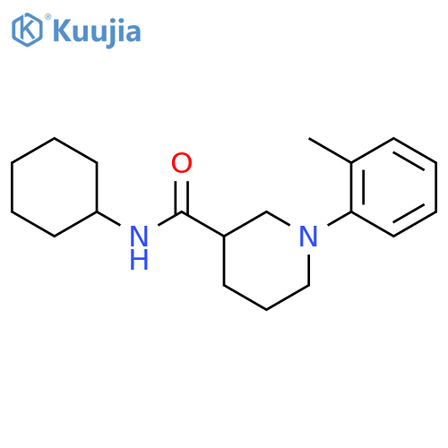 3-Piperidinecarboxamide, N-cyclohexyl-1-(2-methylphenyl)-, (3S)- structure