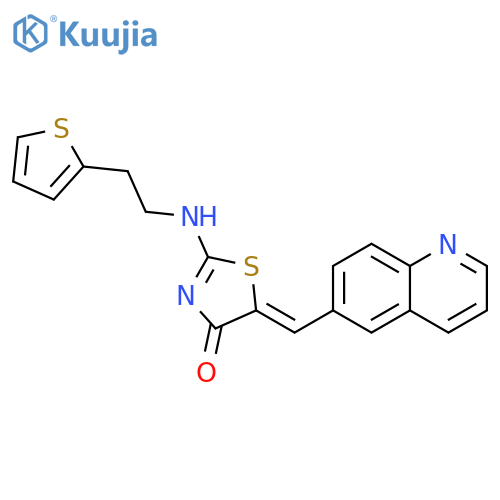 4(5H)-Thiazolone,5-(6-quinolinylmethylene)-2-[[2-(2-thienyl)ethyl]amino]-, (5Z)- structure