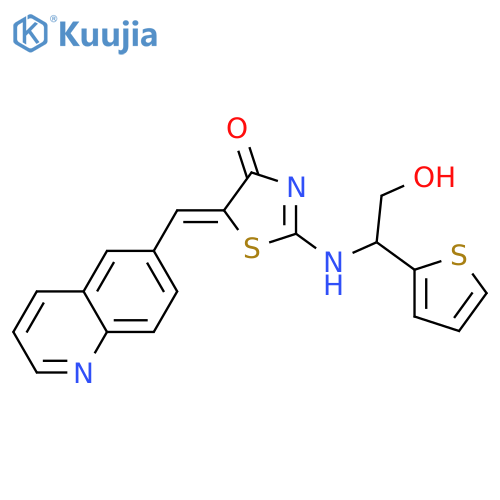 4(5H)-Thiazolone,2-[[2-hydroxy-1-(2-thienyl)ethyl]amino]-5-(6-quinolinylmethylene)-, (5Z)- structure