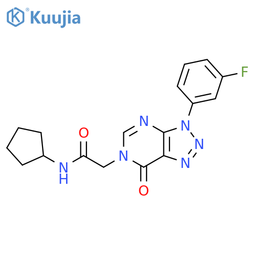 N-cyclopentyl-2-3-(3-fluorophenyl)-7-oxo-3H,6H,7H-1,2,3triazolo4,5-dpyrimidin-6-ylacetamide structure