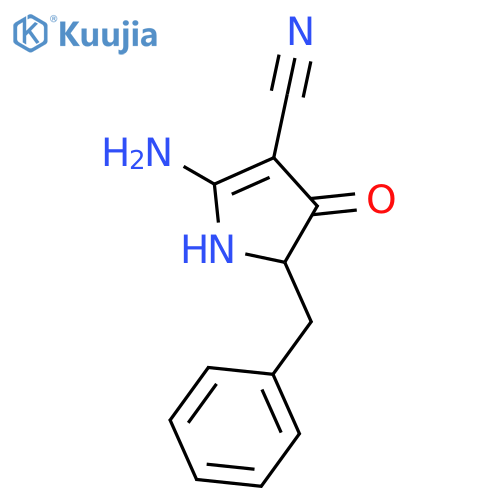 1H-Pyrrole-3-carbonitrile, 2-amino-4,5-dihydro-4-oxo-5-(phenylmethyl)-,(5S)- structure