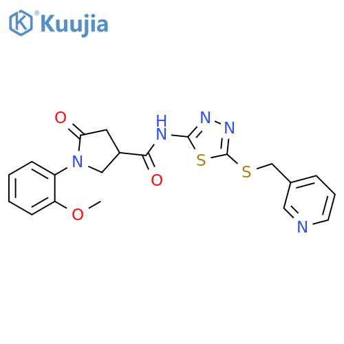 1-(2-methoxyphenyl)-5-oxo-N-(5-{(pyridin-3-yl)methylsulfanyl}-1,3,4-thiadiazol-2-yl)pyrrolidine-3-carboxamide structure