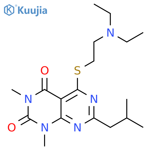 5-{2-(diethylamino)ethylsulfanyl}-1,3-dimethyl-7-(2-methylpropyl)-1H,2H,3H,4H-1,3diazino4,5-dpyrimidine-2,4-dione structure