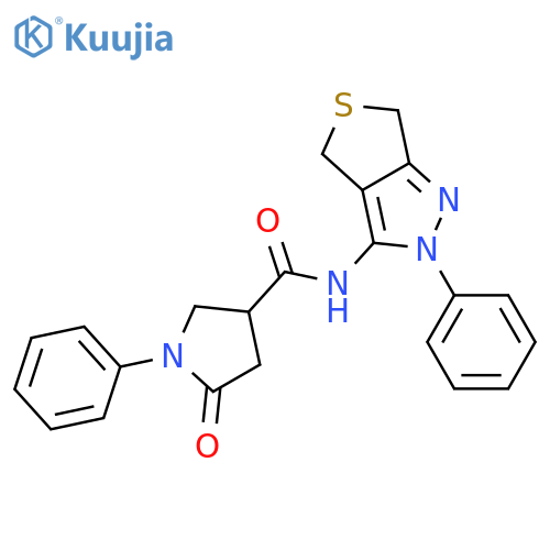 5-oxo-1-phenyl-N-{2-phenyl-2H,4H,6H-thieno3,4-cpyrazol-3-yl}pyrrolidine-3-carboxamide structure