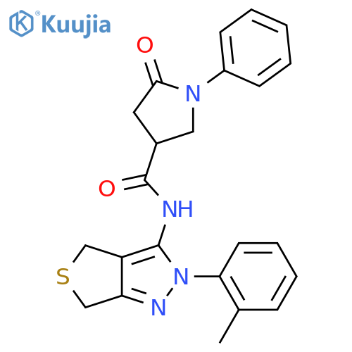 N-2-(2-methylphenyl)-2H,4H,6H-thieno3,4-cpyrazol-3-yl-5-oxo-1-phenylpyrrolidine-3-carboxamide structure