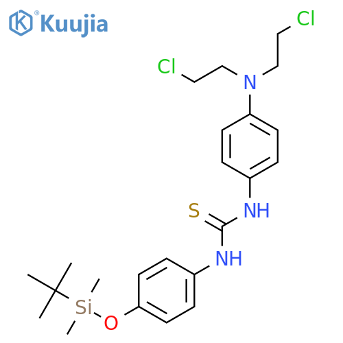 Thiourea,N-[4-[bis(2-chloroethyl)amino]phenyl]-N'-[4-[[(1,1-dimethylethyl)dimethylsilyl]oxy]phenyl]- structure