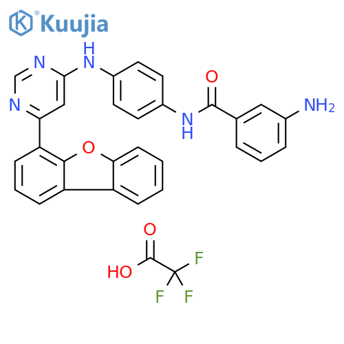 Benzamide,3-amino-N-[4-[[6-(4-dibenzofuranyl)-4-pyrimidinyl]amino]phenyl]-,trifluoroacetate structure