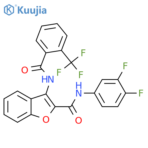 N-(3,4-difluorophenyl)-3-2-(trifluoromethyl)benzamido-1-benzofuran-2-carboxamide structure