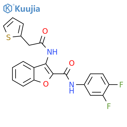 N-(3,4-difluorophenyl)-3-2-(thiophen-2-yl)acetamido-1-benzofuran-2-carboxamide structure