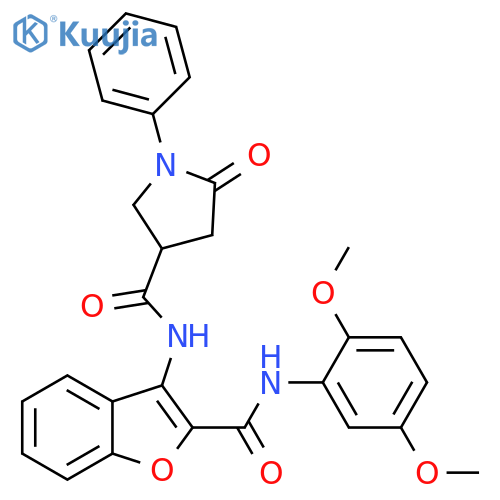 N-{2-(2,5-dimethoxyphenyl)carbamoyl-1-benzofuran-3-yl}-5-oxo-1-phenylpyrrolidine-3-carboxamide structure