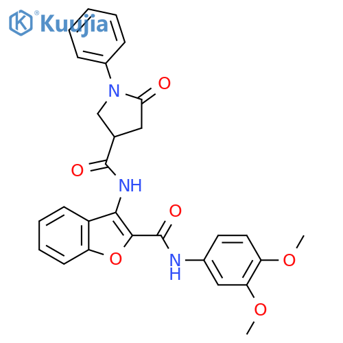 N-{2-(3,4-dimethoxyphenyl)carbamoyl-1-benzofuran-3-yl}-5-oxo-1-phenylpyrrolidine-3-carboxamide structure