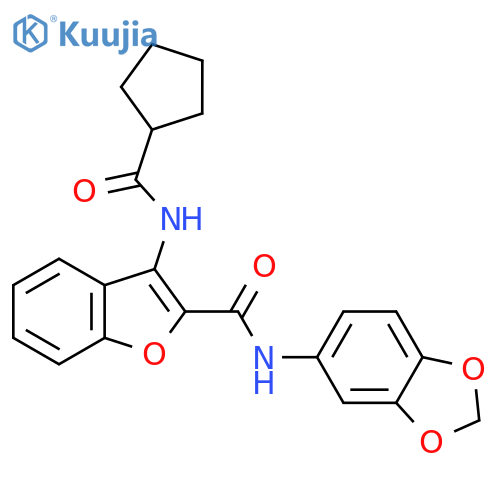 N-(2H-1,3-benzodioxol-5-yl)-3-cyclopentaneamido-1-benzofuran-2-carboxamide structure