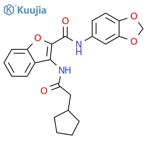 N-(2H-1,3-benzodioxol-5-yl)-3-(2-cyclopentylacetamido)-1-benzofuran-2-carboxamide structure
