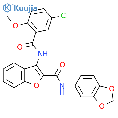 N-(2H-1,3-benzodioxol-5-yl)-3-(5-chloro-2-methoxybenzamido)-1-benzofuran-2-carboxamide structure
